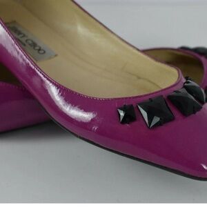 Jimmy Choo Pink and Black Studded Flats
